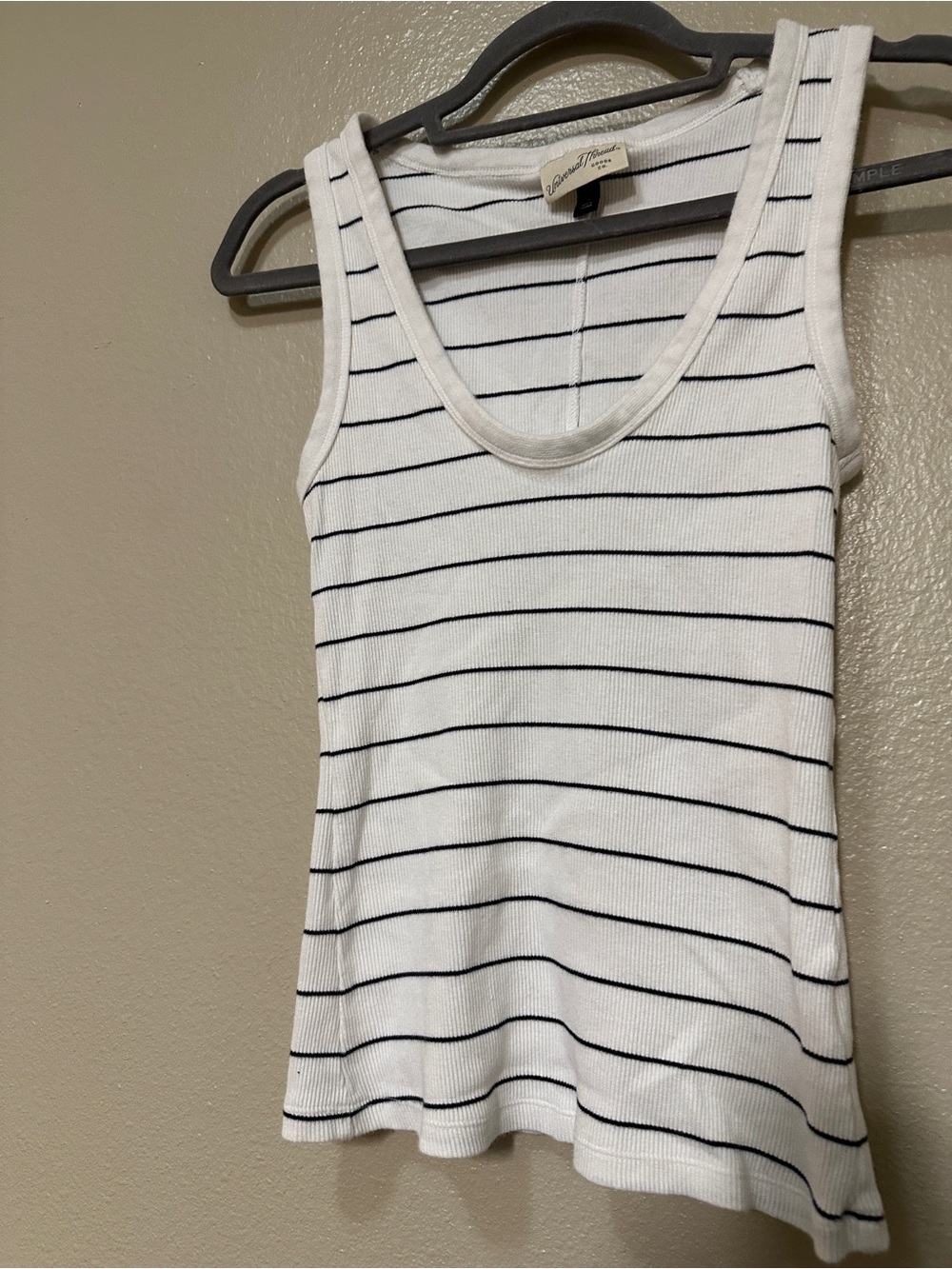 Universal Threads White & Black Striped Tank Top